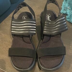 Skechers Black Slip-On Comfort Sandals
